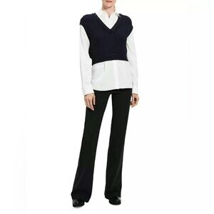 NWT Theory Woven Rope Waistcoat Combo Poplin Shirt
